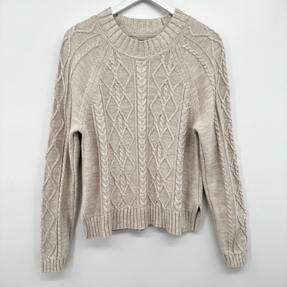 Vintage Gap Fisherman Sweater Top Womens Size Large Beige‎ Chunky Stretch Knit - Picture 1 of 12